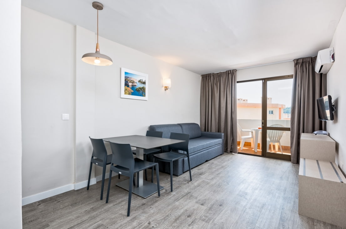 Dining room and living room of the flat