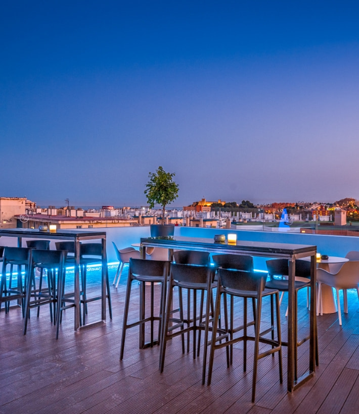 Sky Bar Veramar Panoramic view of the bar and its views of Fuengirola